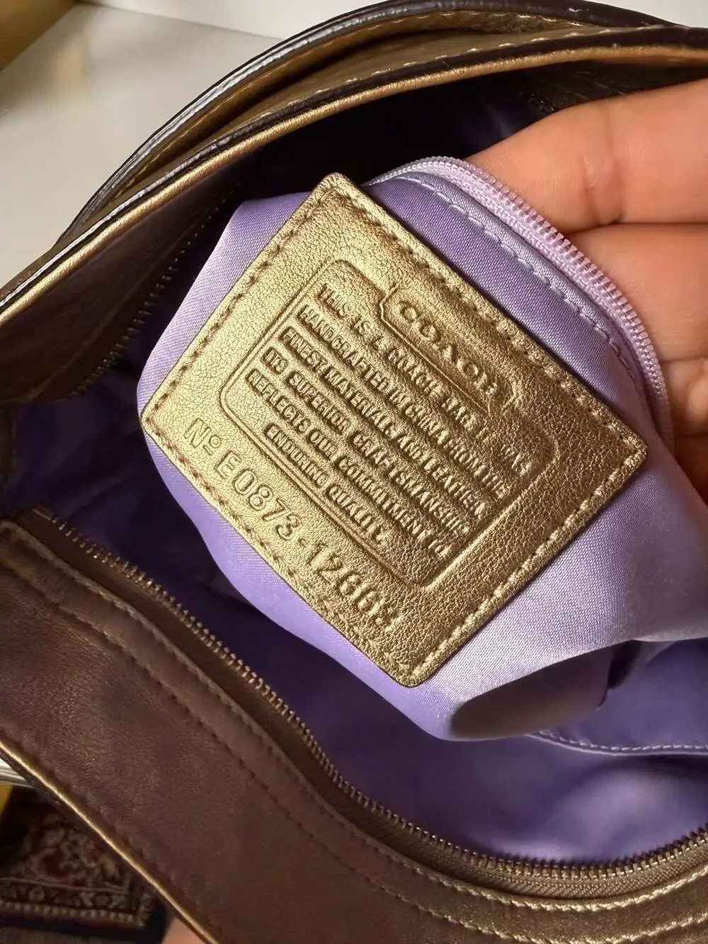 Coach Carly Signature Patchwork Gold Leather Shoulder Bag F14005